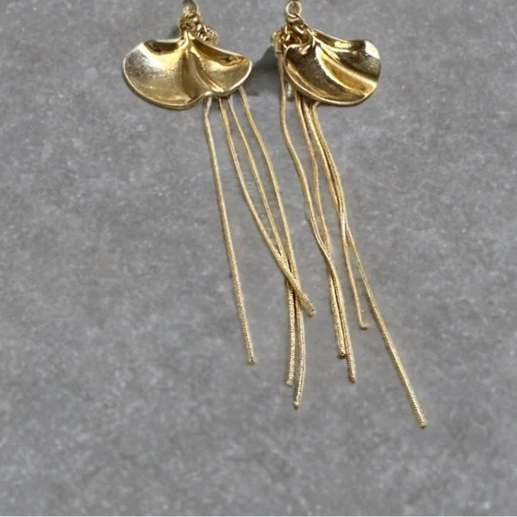 Buckle Gold and Green Dangle Earrings - Picture 3 of 12